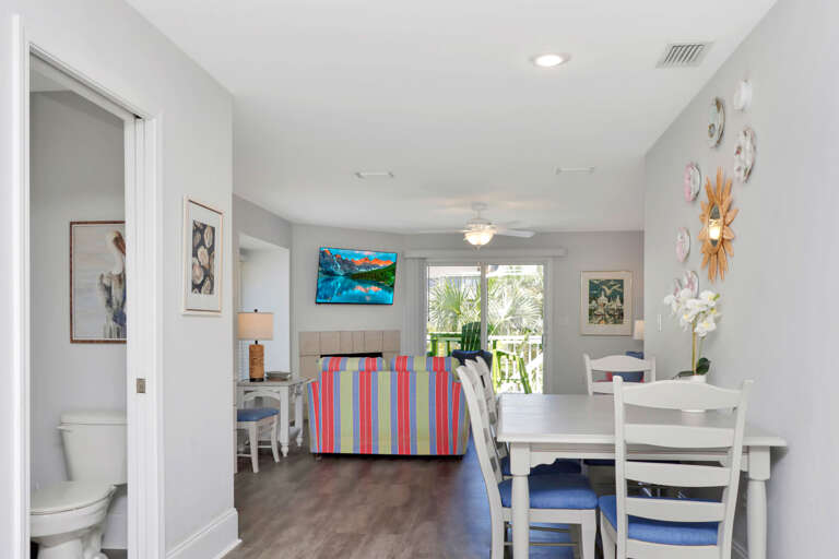Dining and Living Area with Half Bathroom