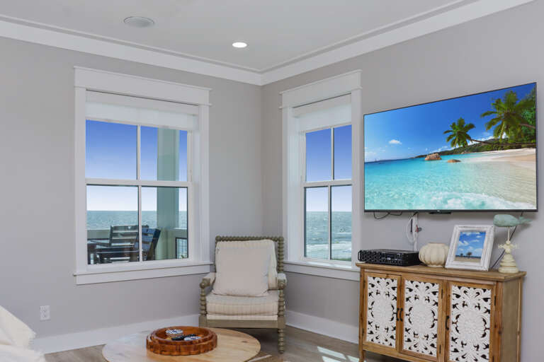 Beach Front Living Room with TV