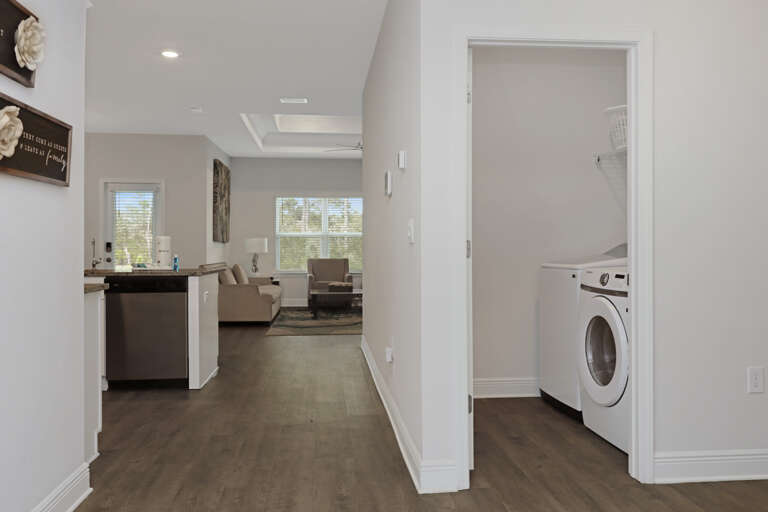 Kitchen and Living Area and Laundry Room