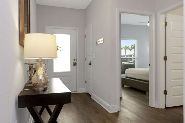 Front Door, Bedroom 1 and Full Bathroom