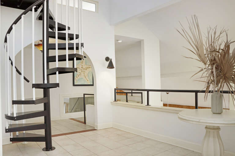 Upstairs Landing with Spiral Staircase