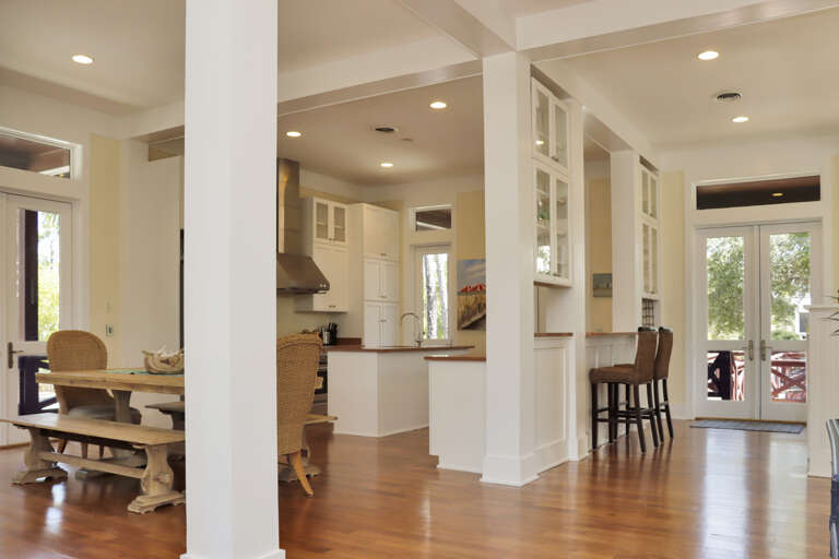 Kitchen with Bar Seating and Dining Area