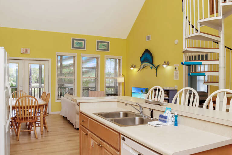Kitchen, Dining Area and Living Room