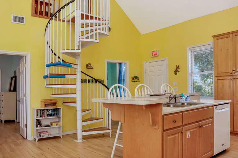 Spiral Staircase that Leads to Second Floor