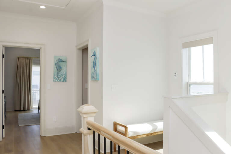 Upstairs Hallway with Storage Closet and Master Bedroom
