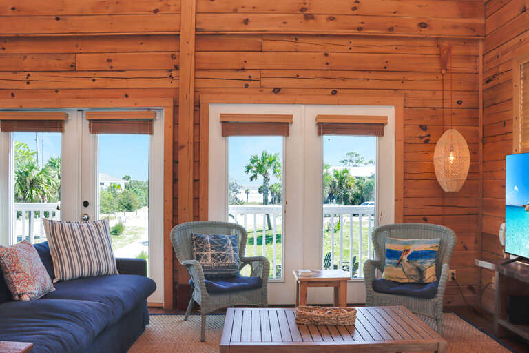 Living Room with Sitting Area and Bay View