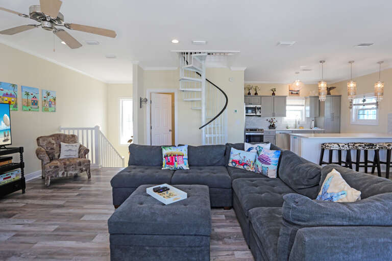 Living Room, Full Bath and Kitchen