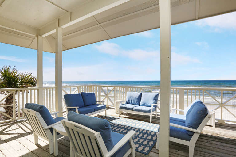 Southside Covered Gulf Front Deck Sitting Area Southside Covered Gulf Front Deck Sitting Area