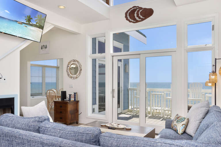 Beach Front Living Room with TV