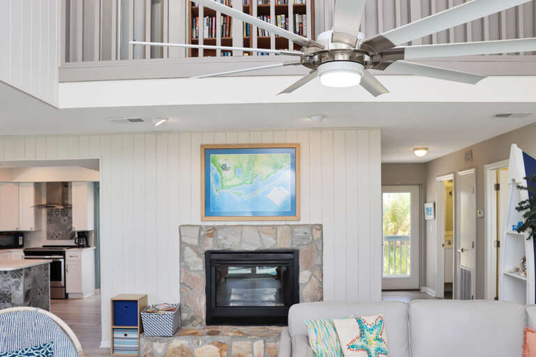 Living Room View of Upstairs Loft