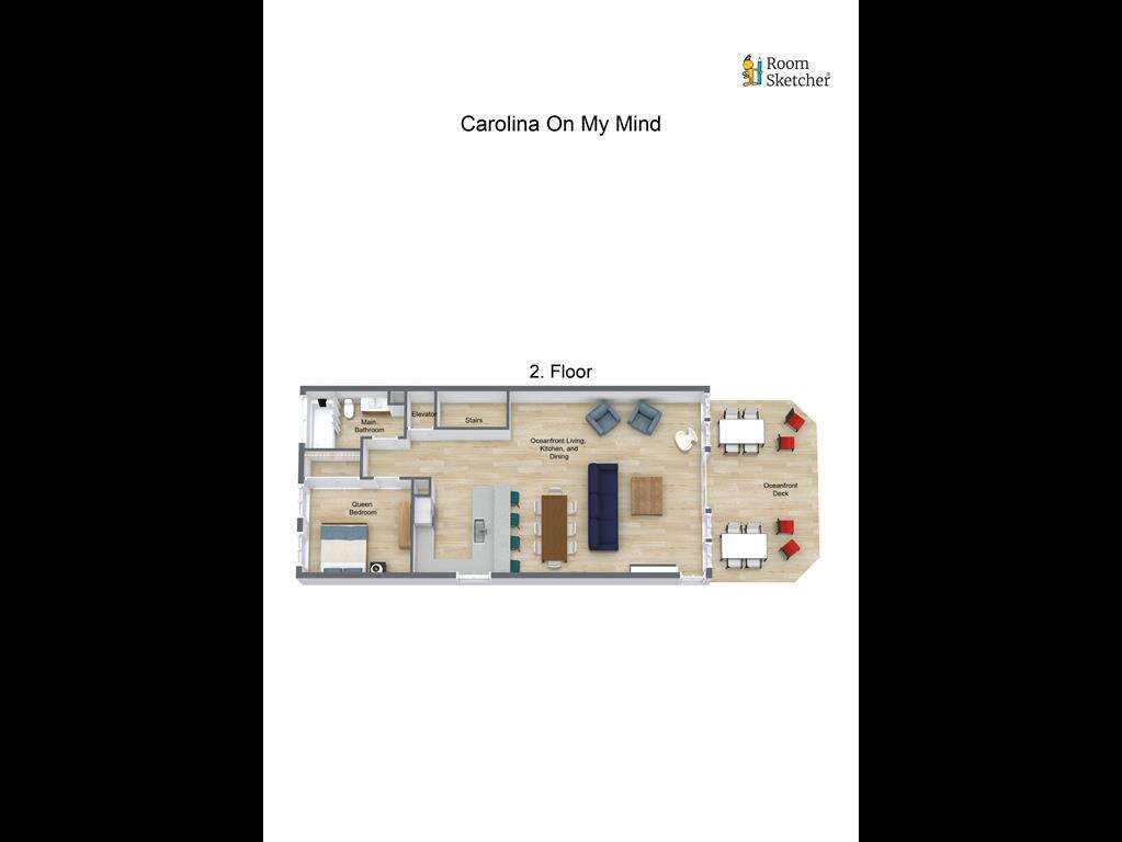 Carolina On My Mind Floor Plan- 2nd Floor  Carolina On My Mind Floor Plan- 2nd Floor