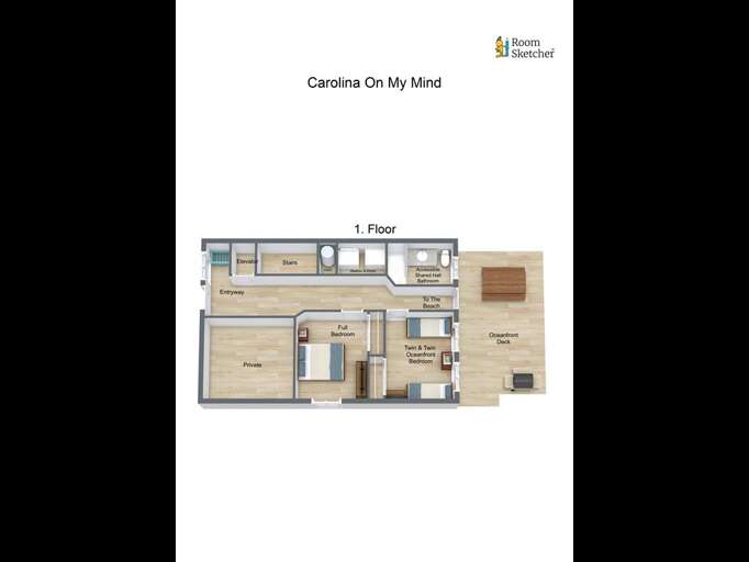 Carolina On My Mind Floor Plan- 1st Floor  Carolina On My Mind Floor Plan- 1st Floor