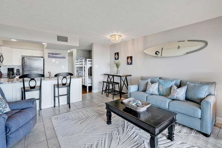 LIVING ROOM VIEW 2 (SURFBOARD NOT FOR USE)