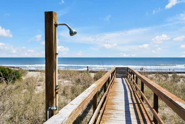 OUTDOOR SHOWER AND PRIVATE WALKWAY TO BEACH