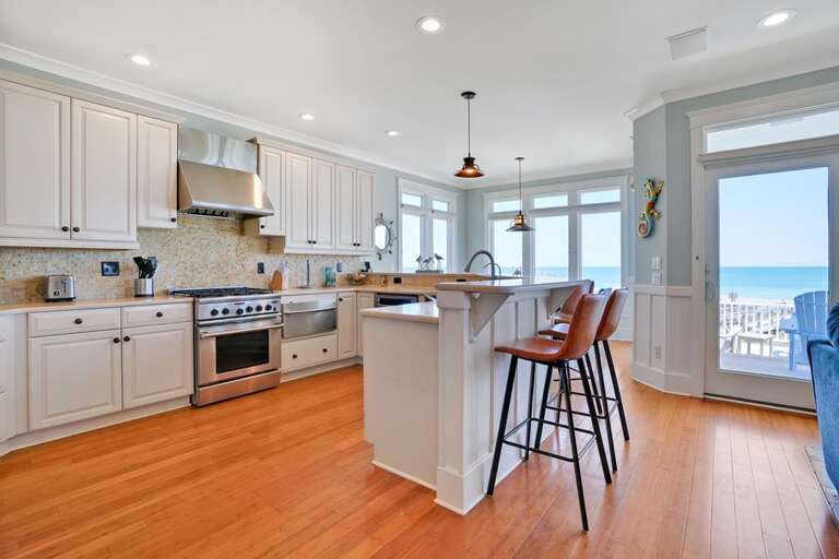 GOURMET KITCHEN WITH OCEAN VIEWS 