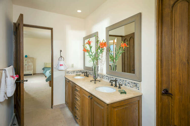 Dark wood cabinets and features are found throughout Casa Maravilla, including in the bathrooms! Dark wood cabinets and features are found throughout Casa Maravilla, including in the bathrooms!
