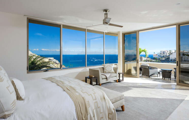 A spectacular view of the Sea of Cortez can bee seen through the large windows of the Master Bedroom