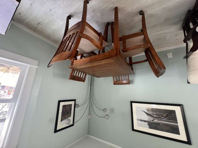 A charming space featuring unique artistic lighting and thoughtful design details that add personality and warmth to your stay.