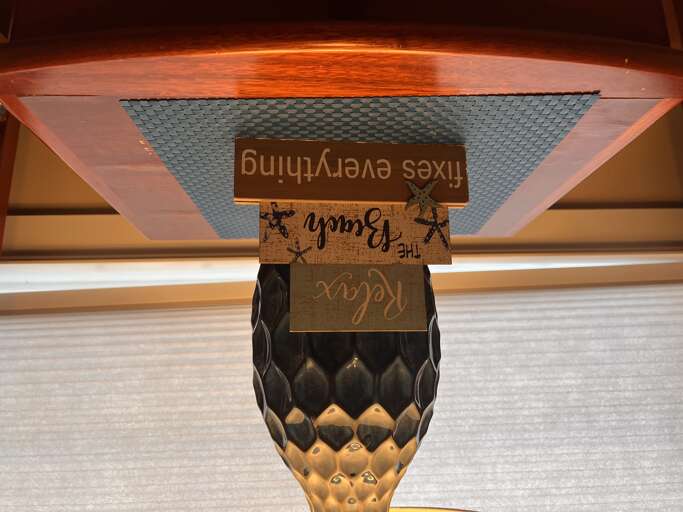 A playful upside-down pineapple welcome display adds tropical charm and whimsy to the property entrance, setting a fun, relaxed tone for your stay.