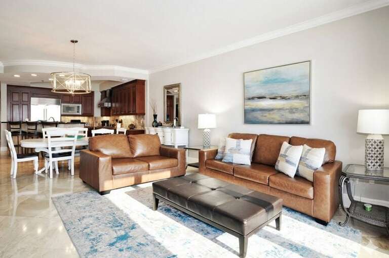 Living Room with Balcony and adjoining Master Bedroom - 
Bella Riva Resort, Okaloosa Island Fort Walton Beach Florida Vacation Rentals