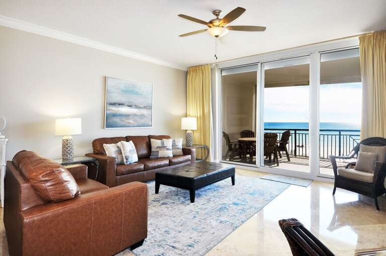 Living Room with Balcony - 
Bella Riva Resort, Okaloosa Island Fort Walton Beach Florida Vacation Rentals