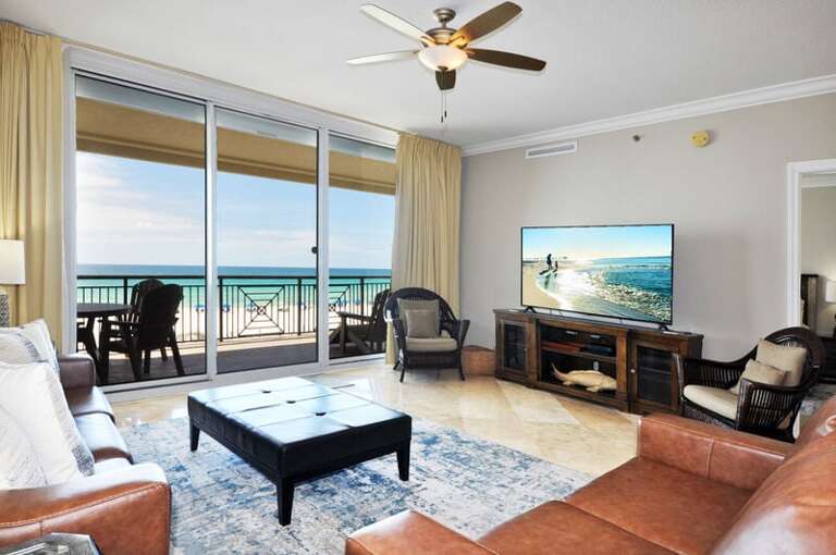 Living Room with Balcony - 
Bella Riva Resort, Okaloosa Island Fort Walton Beach Florida Vacation Rentals