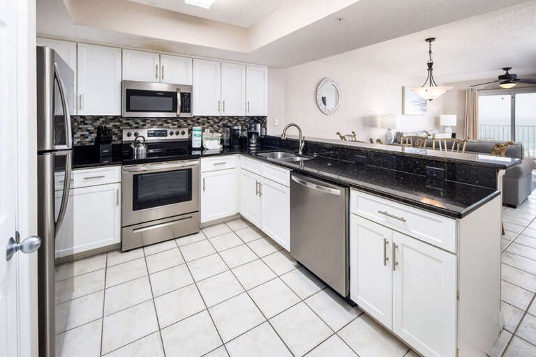Kitchen with Granite and Stainless upgrades - 
Gulf Dunes 413 Fort Walton Beach Okaloosa Island Vacation Rentals