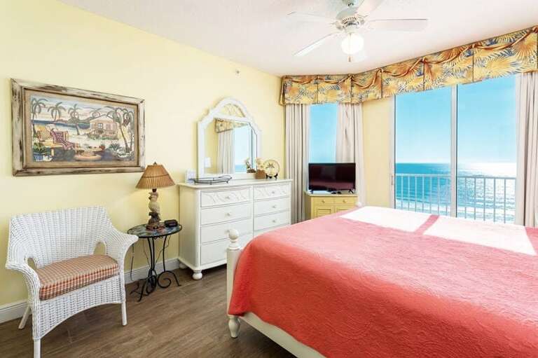 Master Bedroom with Balcony - 
Gulf Dunes Resort Unit 601, Okaloosa Island Fort Walton Beach Vacation Rentals