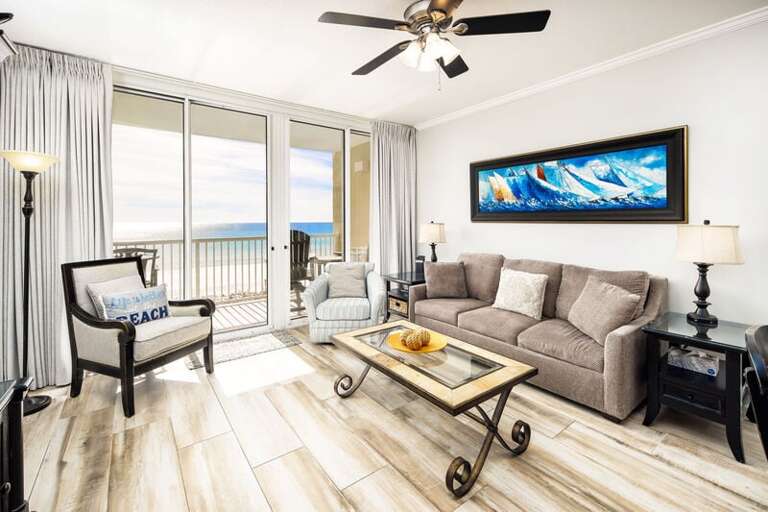 Living Room with Private Balcony - 
Waters Edge Resort Unit 412 Fort Walton Beach Okaloosa Island Vacation Rentals