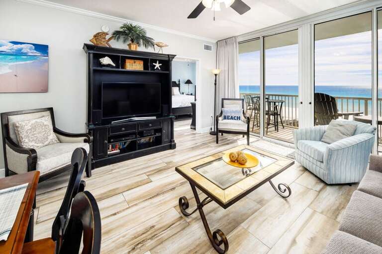 Living Room with Private Balcony - 
Waters Edge Resort Unit 412 Fort Walton Beach Okaloosa Island Vacation Rentals