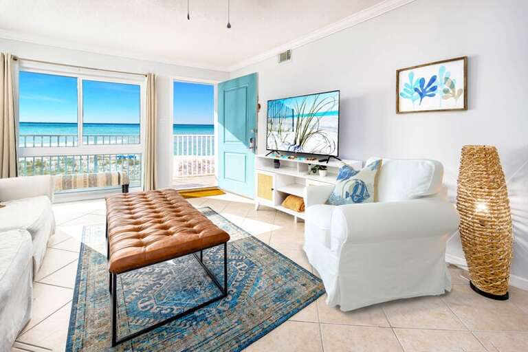 Living Room - Aqua Villa Resort, Okaloosa Island, Fort Walton Beach, Vacation Condos by Sunset Resort Rentals