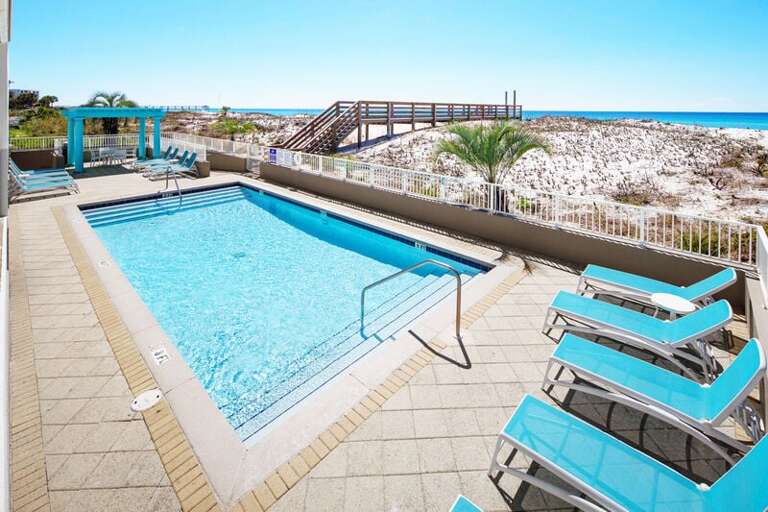 Balcony View - Gulf Dunes Resort Unit 117 Okaloosa Island Fort Walton Beach Vacation Condos by Sunset Resort Rentals