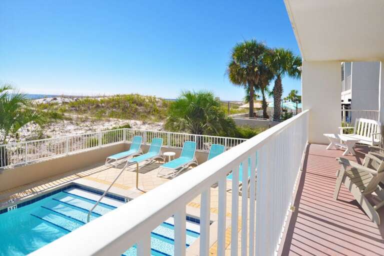Balcony View - Gulf Dunes Resort Unit 117 Okaloosa Island Fort Walton Beach Vacation Condos by Sunset Resort Rentals