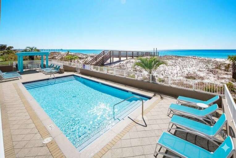 Balcony View - Gulf Dunes Resort Unit 117 Okaloosa Island Fort Walton Beach Vacation Condos by Sunset Resort Rentals