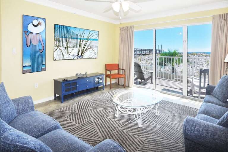 Living Room - Gulf Dunes Resort Unit 117 Okaloosa Island Fort Walton Beach Vacation Condos by Sunset Resort Rentals