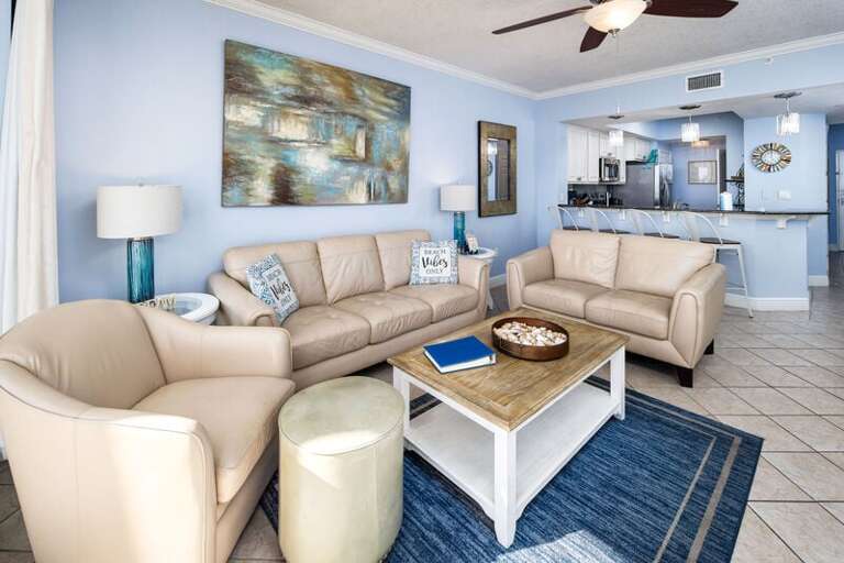 Living Room - Waters Edge Resort Unit 311 Okaloosa Island Fort Walton Beach Vacation Rentals