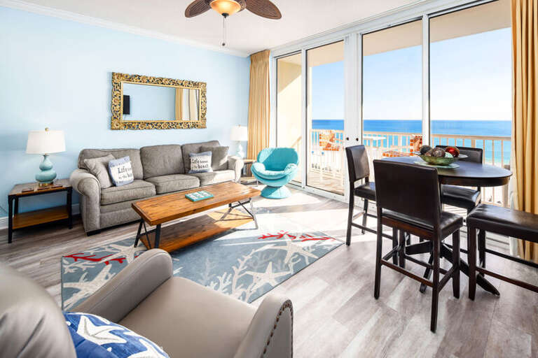 Living Room - Waters Edge Resort unit 514 Okaloosa Island Fort Walton Beach Vacation Rentals by Sunset Resort Rentals
