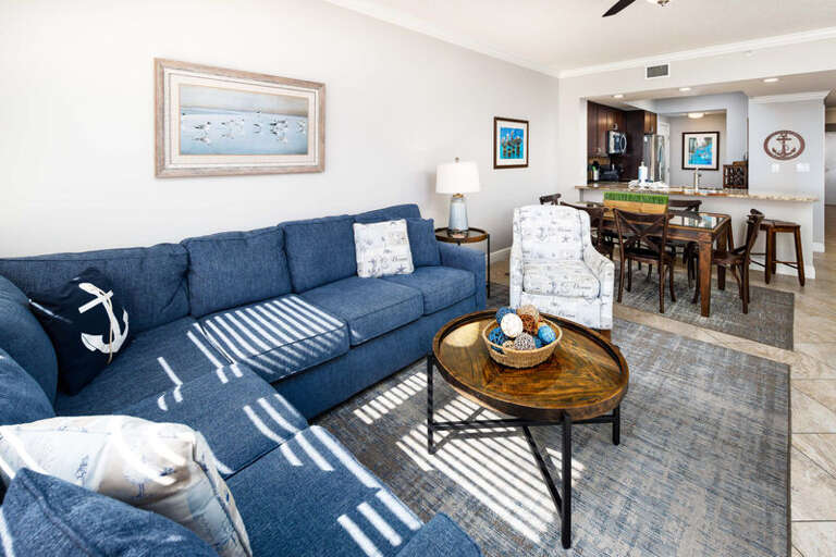 Living Room - Waters Edge Resort Unit 304 Okaloosa Island Fort Walton Beach Vacation Rentals by Sunset Resort Rentals