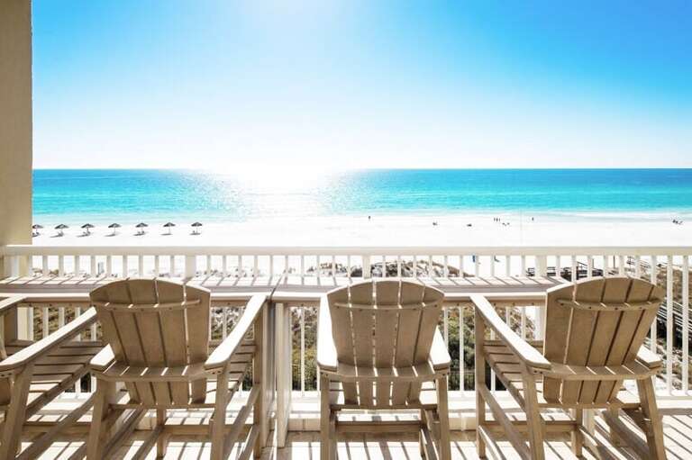 Beachfront Balcony - Waters Edge Resort Unit 604 Okaloosa Island Fort Walton Beach Vacation Rentals by Sunset Resort Rentals