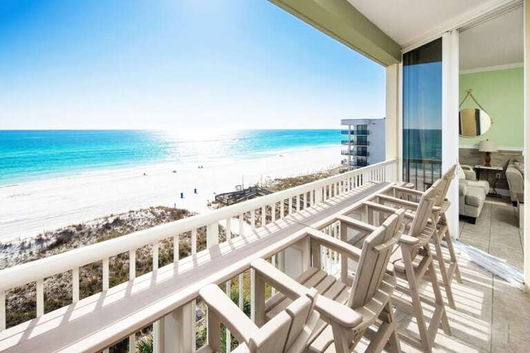 Beachfront Balcony - Waters Edge Resort Unit 604 Okaloosa Island Fort Walton Beach Vacation Rentals by Sunset Resort Rentals