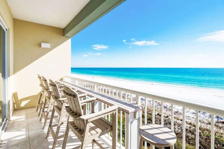Beachfront Balcony - Waters Edge Resort Unit 604 Okaloosa Island Fort Walton Beach Vacation Rentals by Sunset Resort Rentals