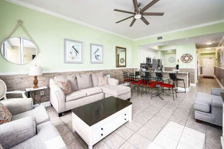 Living Room - Waters Edge Resort Unit 3604 Okaloosa Island Fort Walton Beach Vacation Rentals by Sunset Resort Rentals