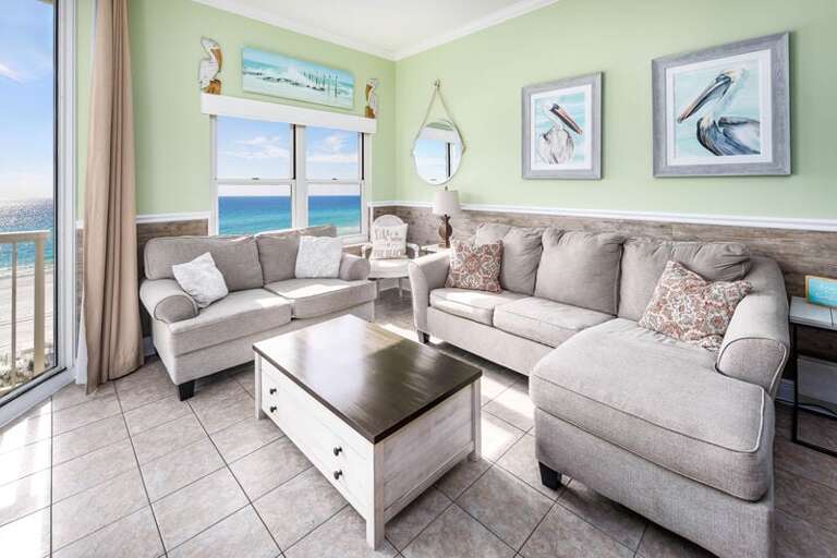 Living Room - Waters Edge Resort Unit 3604 Okaloosa Island Fort Walton Beach Vacation Rentals by Sunset Resort Rentals