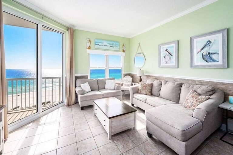 Living Room - Waters Edge Resort Unit 3604 Okaloosa Island Fort Walton Beach Vacation Rentals by Sunset Resort Rentals