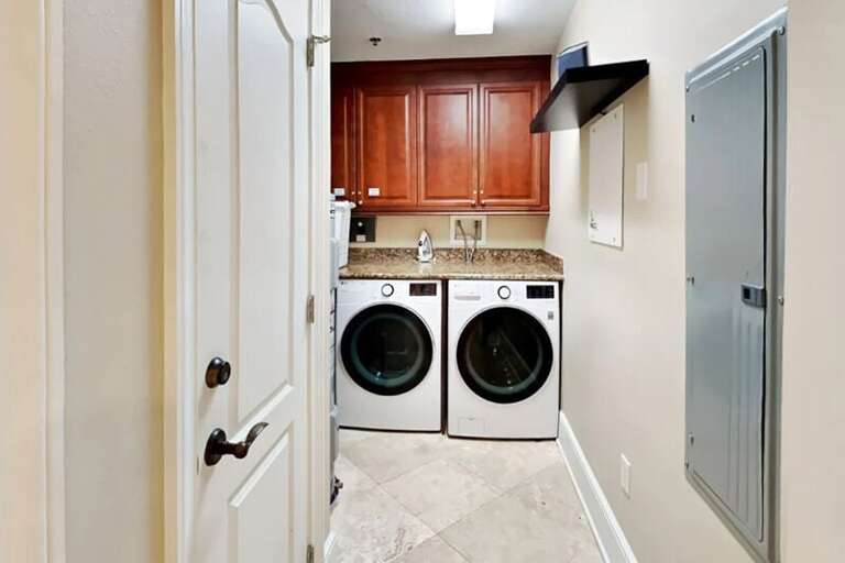 Laundry Room- Bella Riva Resort Unit 205, Okaloosa Island Fort Walton Beach Florida Vacation Condo Rentals by Sunset Resort Rentals