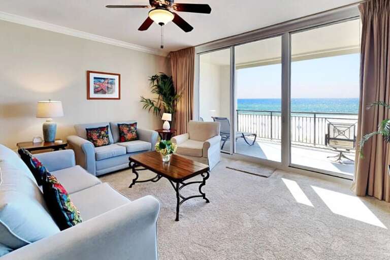 Living Room - Bella Riva Resort Unit 205, Okaloosa Island Fort Walton Beach Florida Vacation Condo Rentals by Sunset Resort Rentals