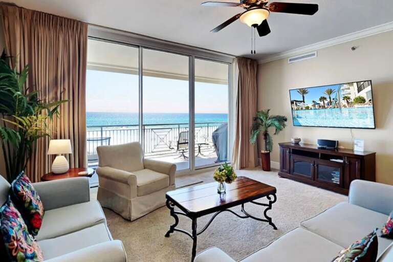 Living Room - Bella Riva Resort Unit 205, Okaloosa Island Fort Walton Beach Florida Vacation Condo Rentals by Sunset Resort Rentals