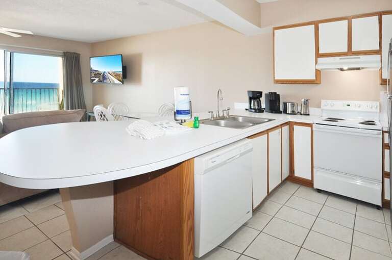 Full Kitchen - Emerald Towers West Unit 3003 Okaloosa Island Fort Walton Beach Vacation Rentals