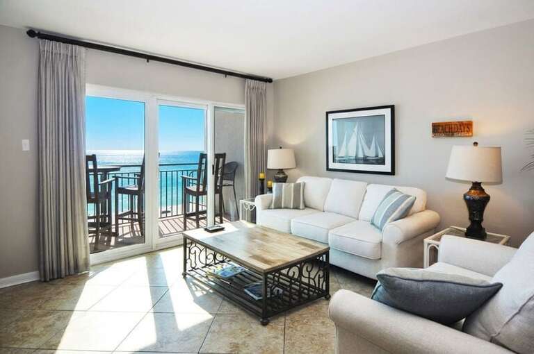 Living Room - Emerald Isle Resort unit 601, Okaloosa Island, Fort Walton Beach Vacation Rentals by Sunset Resort Rentals