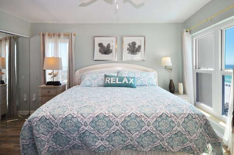 Master Bedroom - Emerald Isle Resort unit 601, Okaloosa Island, Fort Walton Beach Vacation Rentals by Sunset Resort Rentals